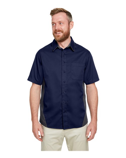 Harriton Men's Tall Flash IL Colorblock Shirt - M586T Dark Navy- Dark Charcoal