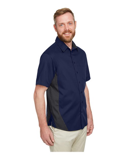 Harriton Men's Tall Flash IL Colorblock Shirt - M586T Dark Navy- Dark Charcoal