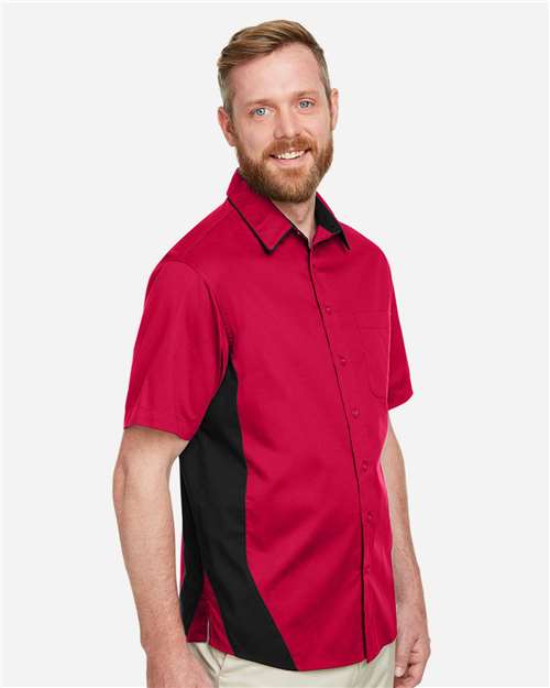 Harriton Men's Tall Flash IL Colorblock Shirt - M586T Red- Black