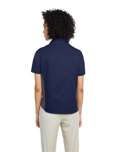 Harriton Women's Flash IL Colorblock Shirt - M586W Dark Navy- Dark Charcoal