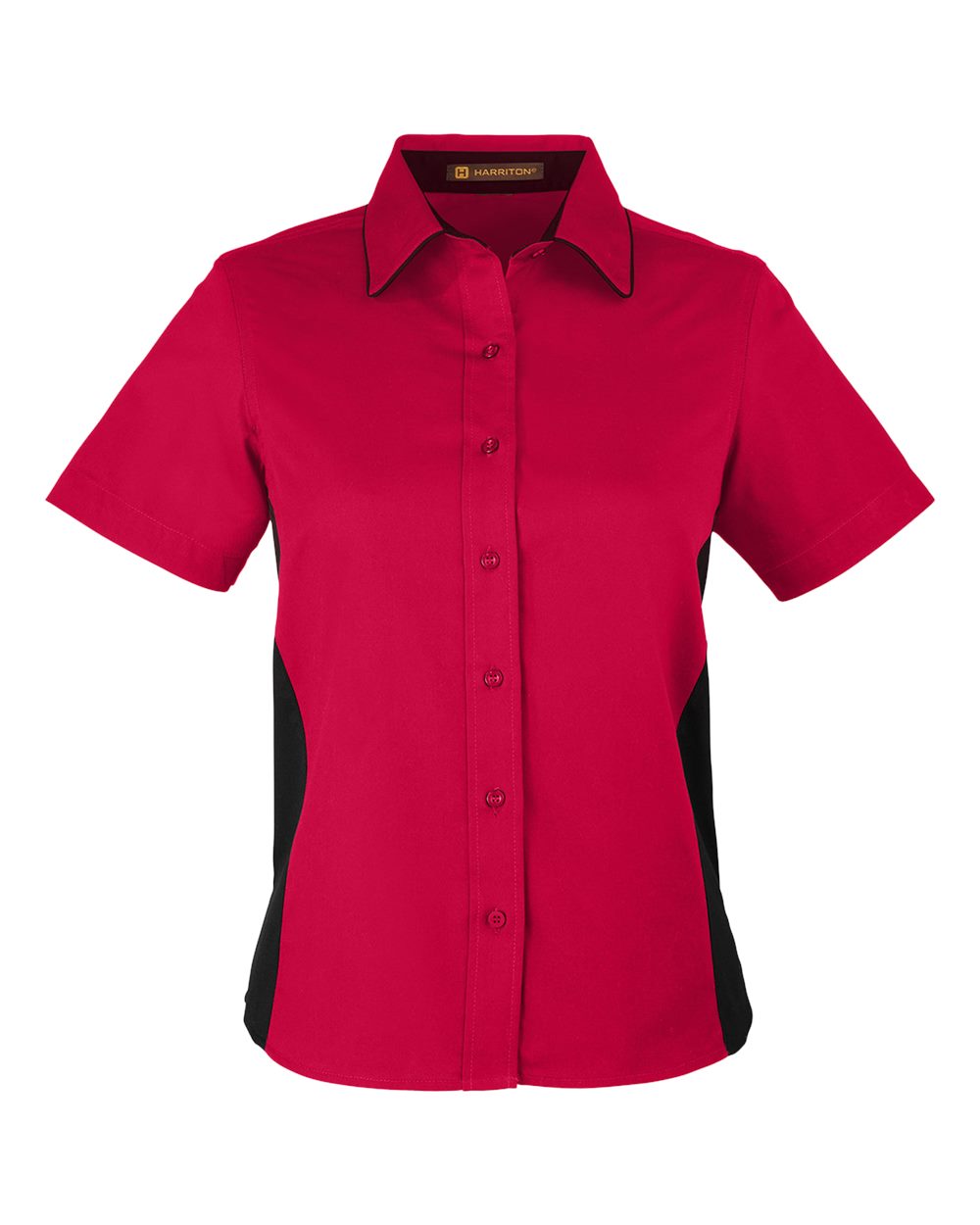 Harriton Women's Flash IL Colorblock Shirt - M586W Red- Black