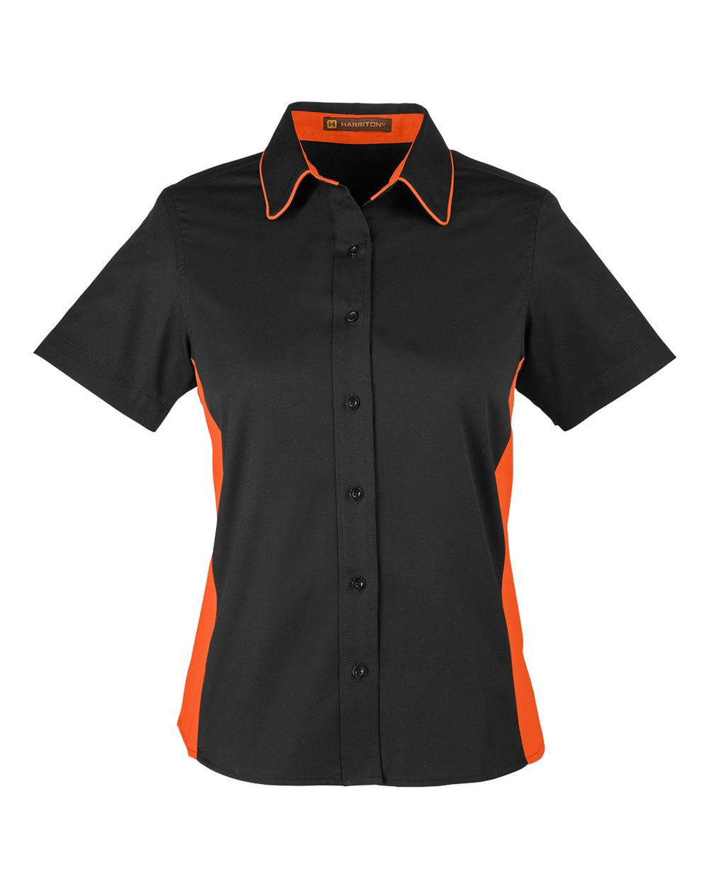 Harriton Women's Flash IL Colorblock Shirt - M586W Black- Team Orange