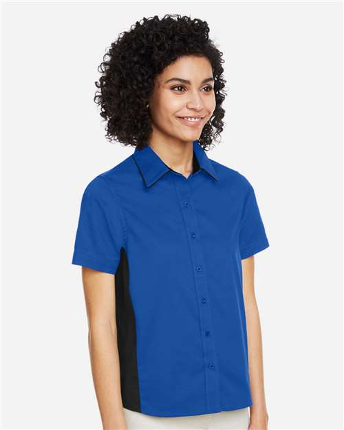 Harriton Women's Flash IL Colorblock Shirt - M586W True Royal- Black