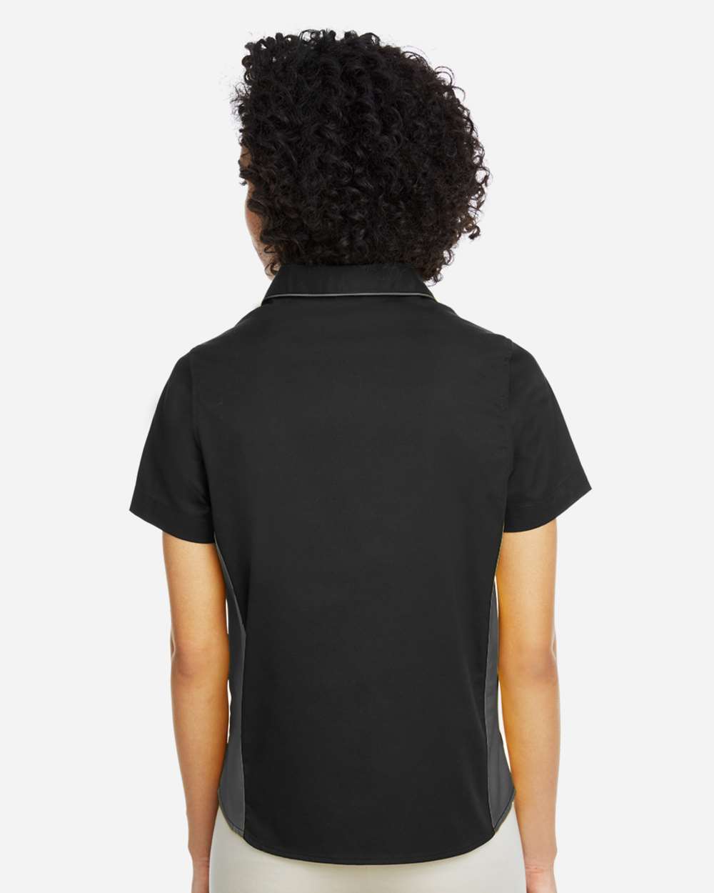 Harriton Women's Flash IL Colorblock Shirt - M586W Black- Dark Charcoal