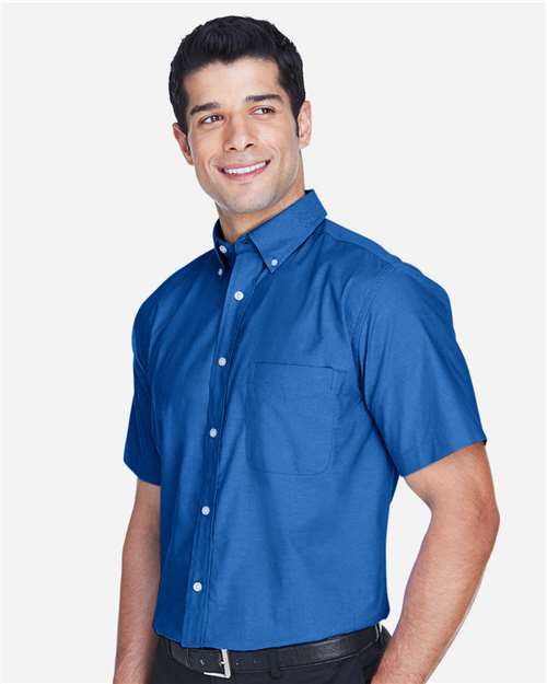 Harriton Men's Oxford Short Sleeve with Stain-Release - M600S French Blue