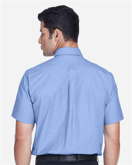 Harriton Men's Oxford Short Sleeve with Stain-Release - M600S Light Blue