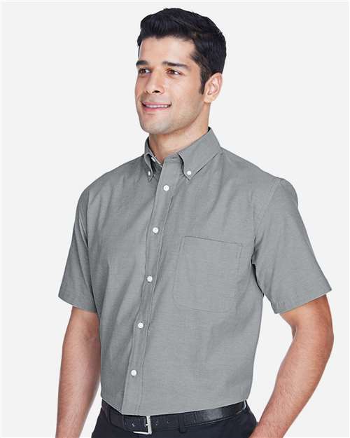 Harriton Men's Oxford Short Sleeve with Stain-Release - M600S Oxford Grey