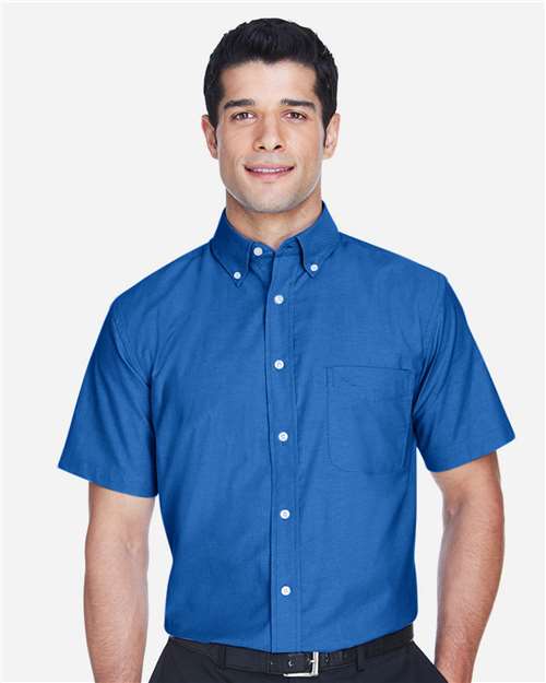 Harriton Men's Oxford Short Sleeve with Stain-Release - M600S French Blue