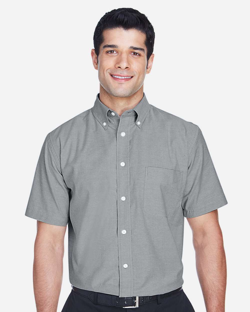 Harriton Men's Oxford Short Sleeve with Stain-Release - M600S Oxford Grey