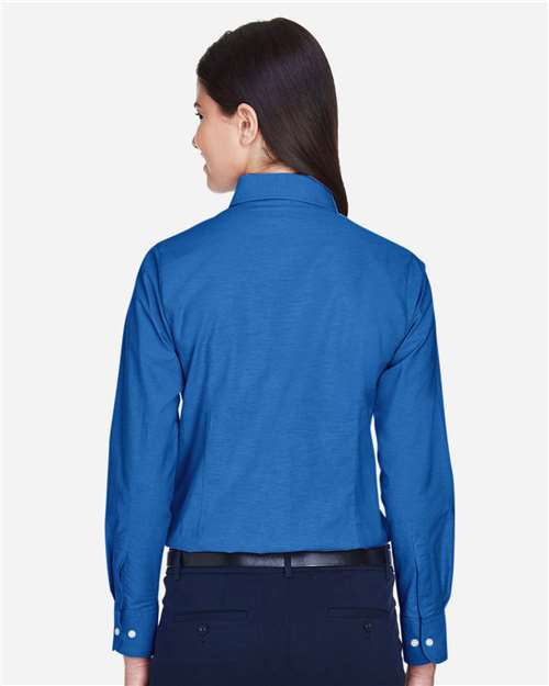 Harriton Women's Long Sleeve Oxford Dress Shirt - M600W French Blue