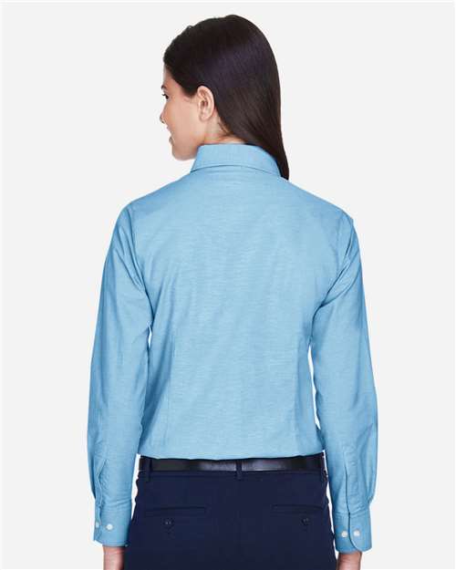 Harriton Women's Long Sleeve Oxford Dress Shirt - M600W Light Blue