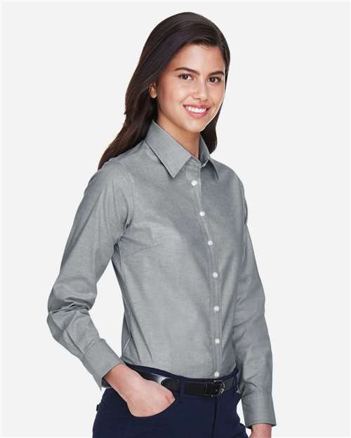 Harriton Women's Long Sleeve Oxford Dress Shirt - M600W Oxford Grey