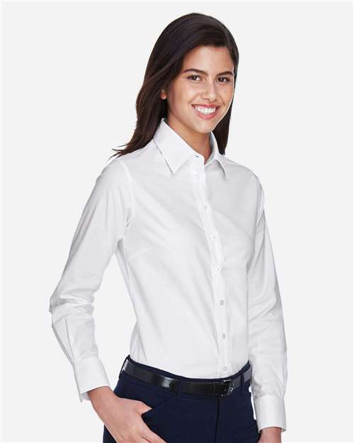 Harriton Women's Long Sleeve Oxford Dress Shirt - M600W White
