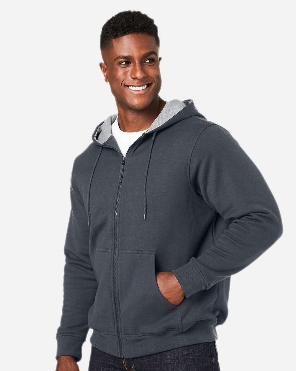 Harriton Unisex ClimaBloc™ Lined Heavyweight Hooded Sweatshirt - M711 Dark Charcoal