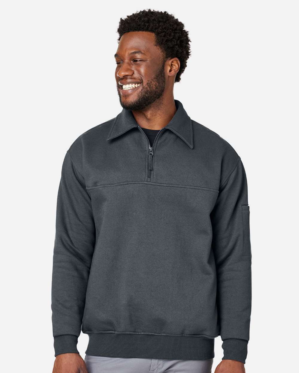 Harriton Unisex ClimaBloc™ Heavyweight Tactical Quarter-Zip Pullover - M712 Dark Charcoal
