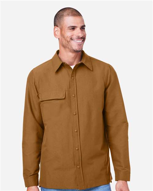 Harriton Unisex Flex Twill Overshirt Jacket - M72 Duck Brown