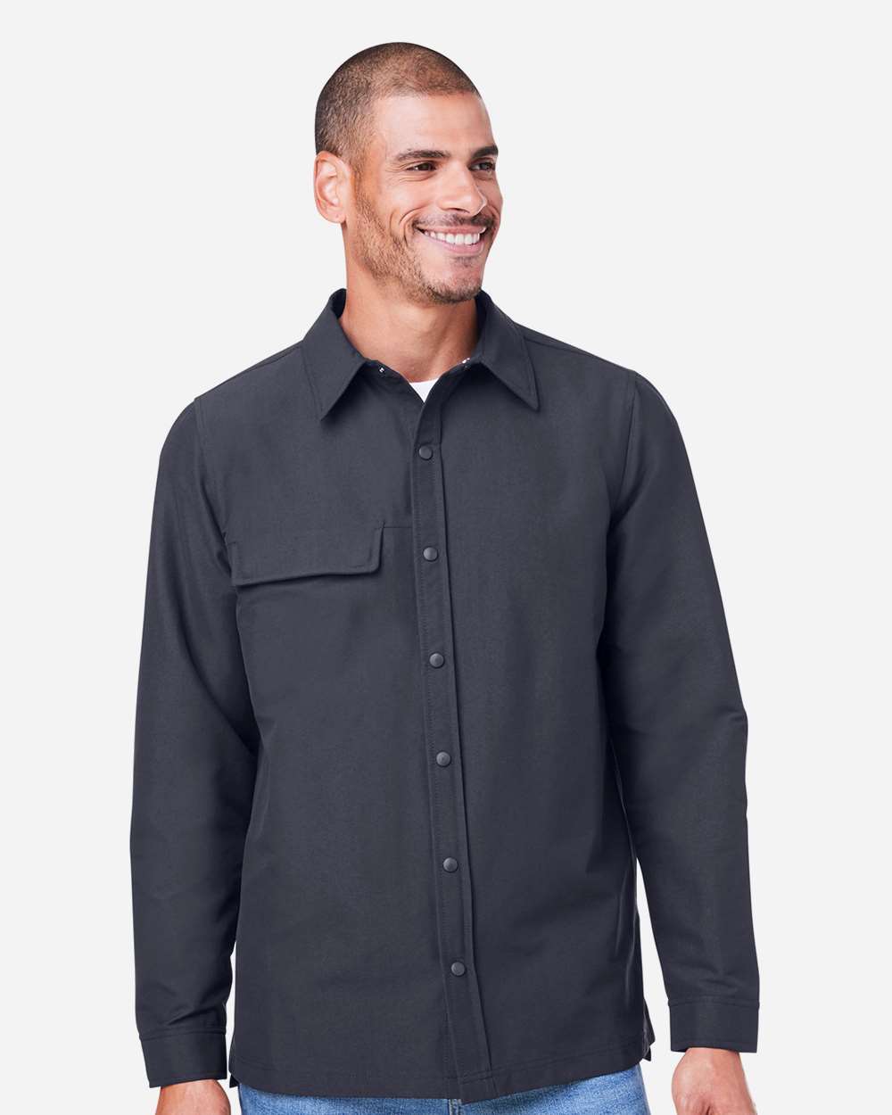 Harriton Unisex Flex Twill Overshirt Jacket - M72 Dark Charcoal