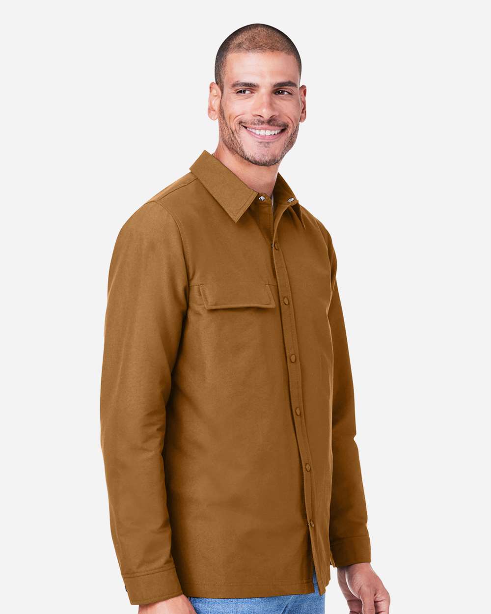 Harriton Unisex Flex Twill Overshirt Jacket - M72 Duck Brown