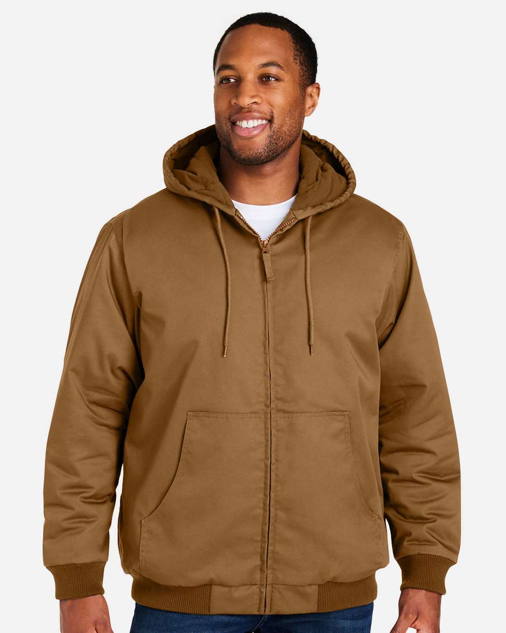 Harriton Unisex Tall ClimaBloc® Heavyweight Hooded Full-Zip Jacket - M722T Duck Brown