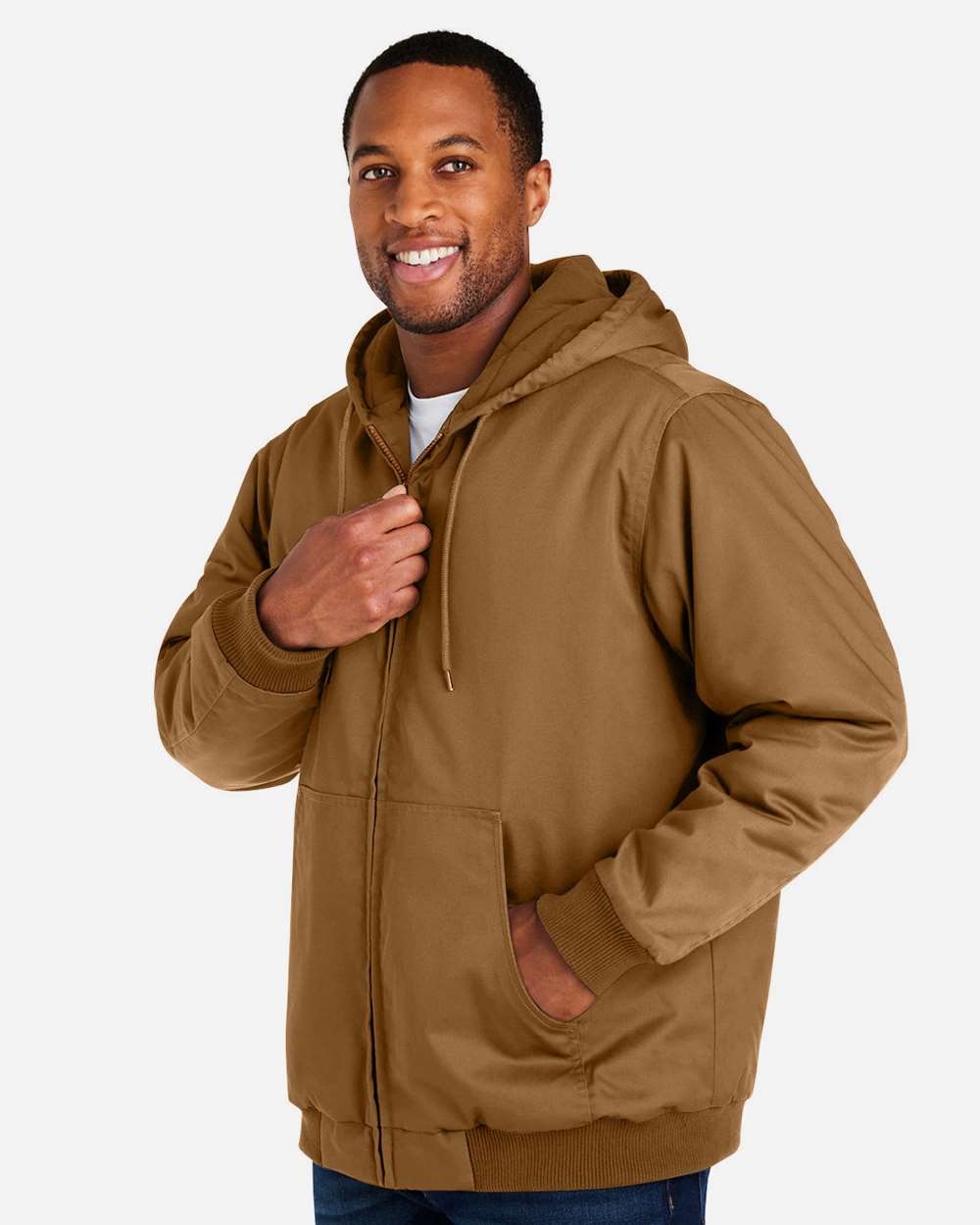 Harriton Unisex Tall ClimaBloc® Heavyweight Hooded Full-Zip Jacket - M722T Duck Brown
