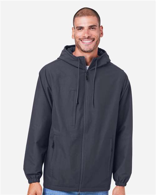 Harriton Unisex Flex Twill Hooded Jacket - M73 Dark Charcoal