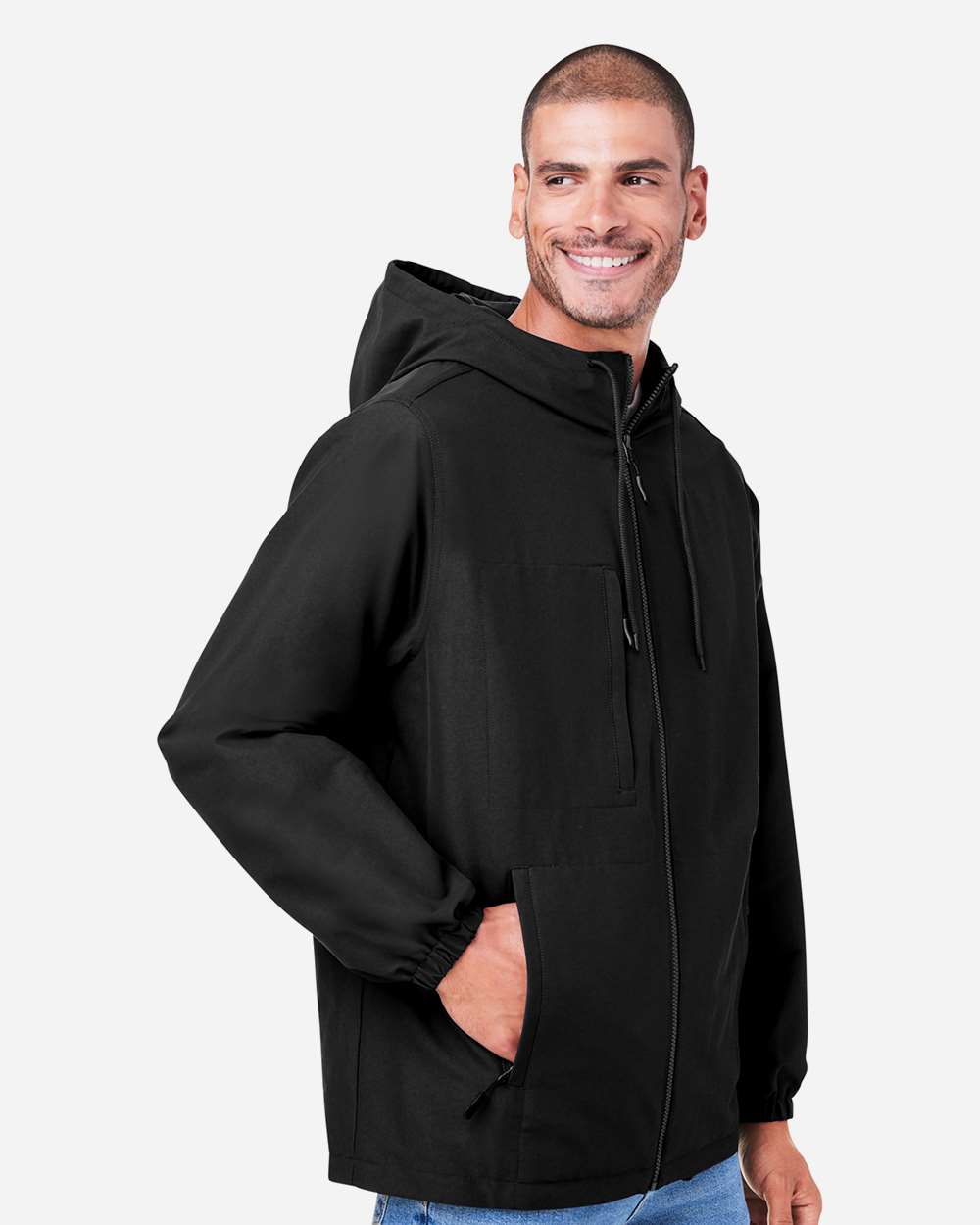 Harriton Unisex Flex Twill Hooded Jacket - M73 Black