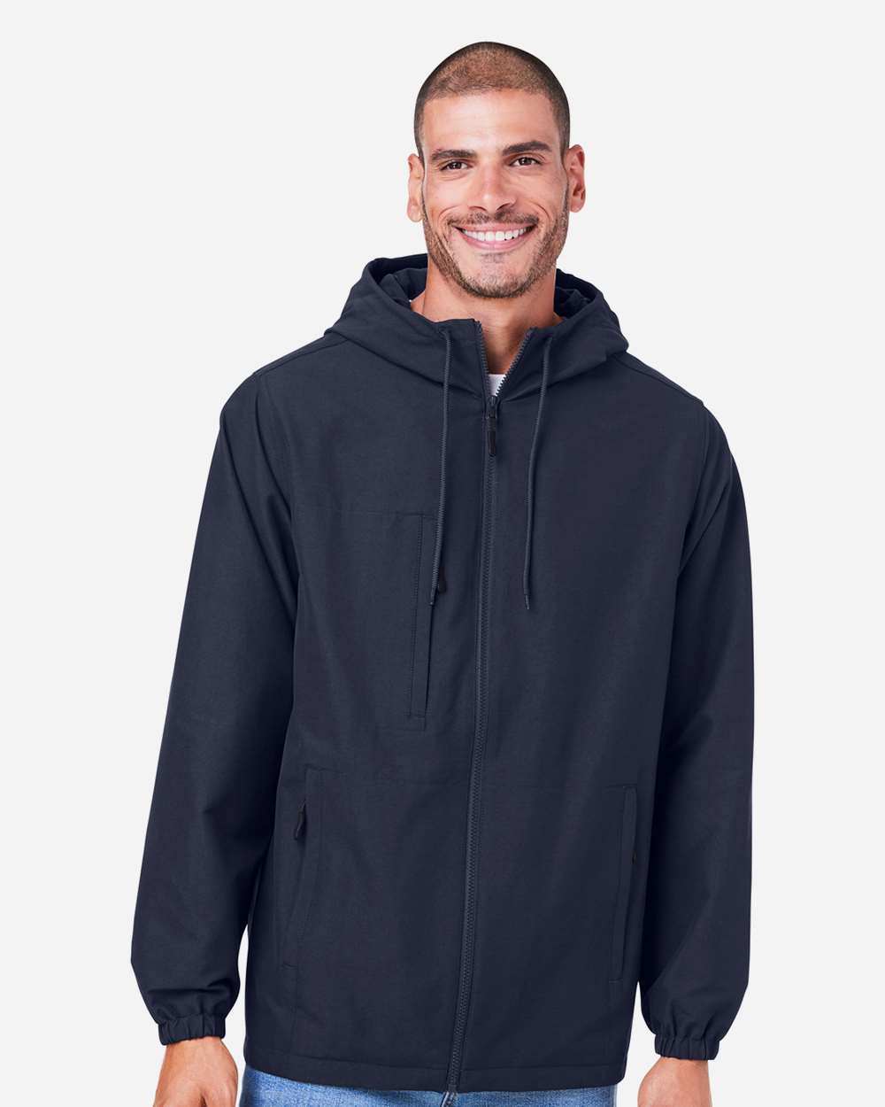 Harriton Unisex Flex Twill Hooded Jacket - M73 Dark Navy