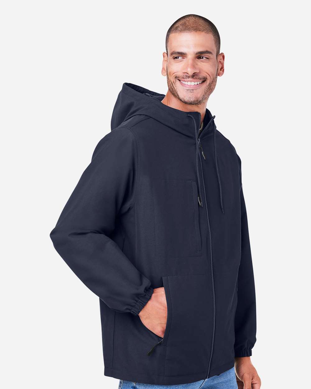 Harriton Unisex Flex Twill Hooded Jacket - M73 Dark Navy