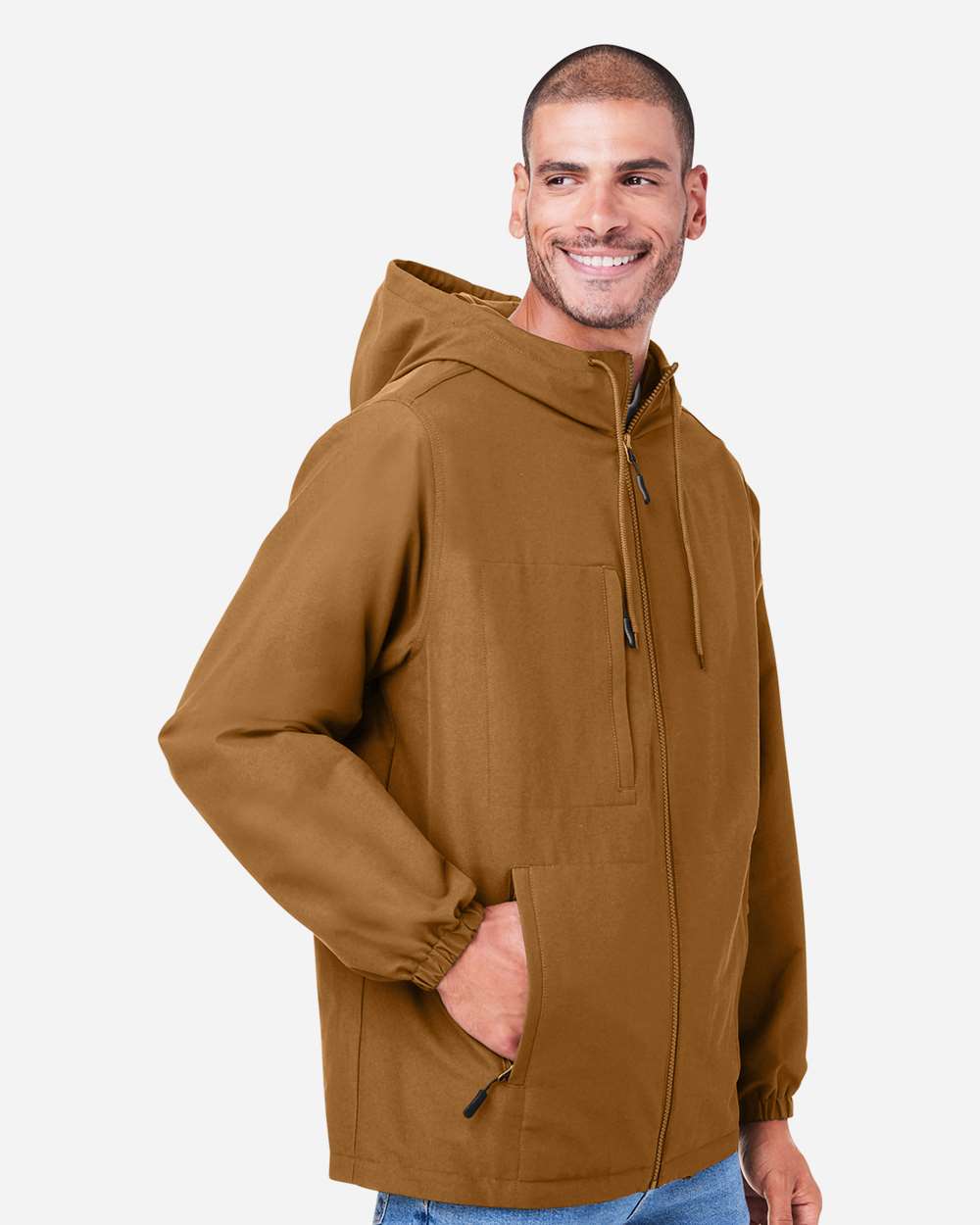 Harriton Unisex Flex Twill Hooded Jacket - M73 Duck Brown