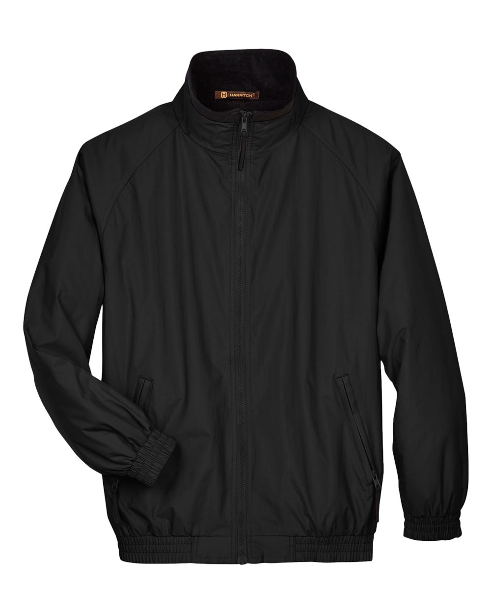 Harriton Unisex Fleece Lined Nylon Jacket - M740 Black- Black