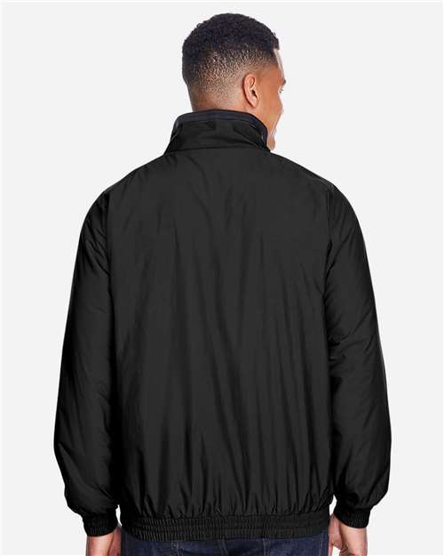Harriton Unisex Fleece Lined Nylon Jacket - M740 Black- Black