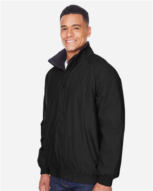 Harriton Unisex Fleece Lined Nylon Jacket - M740 Black- Black