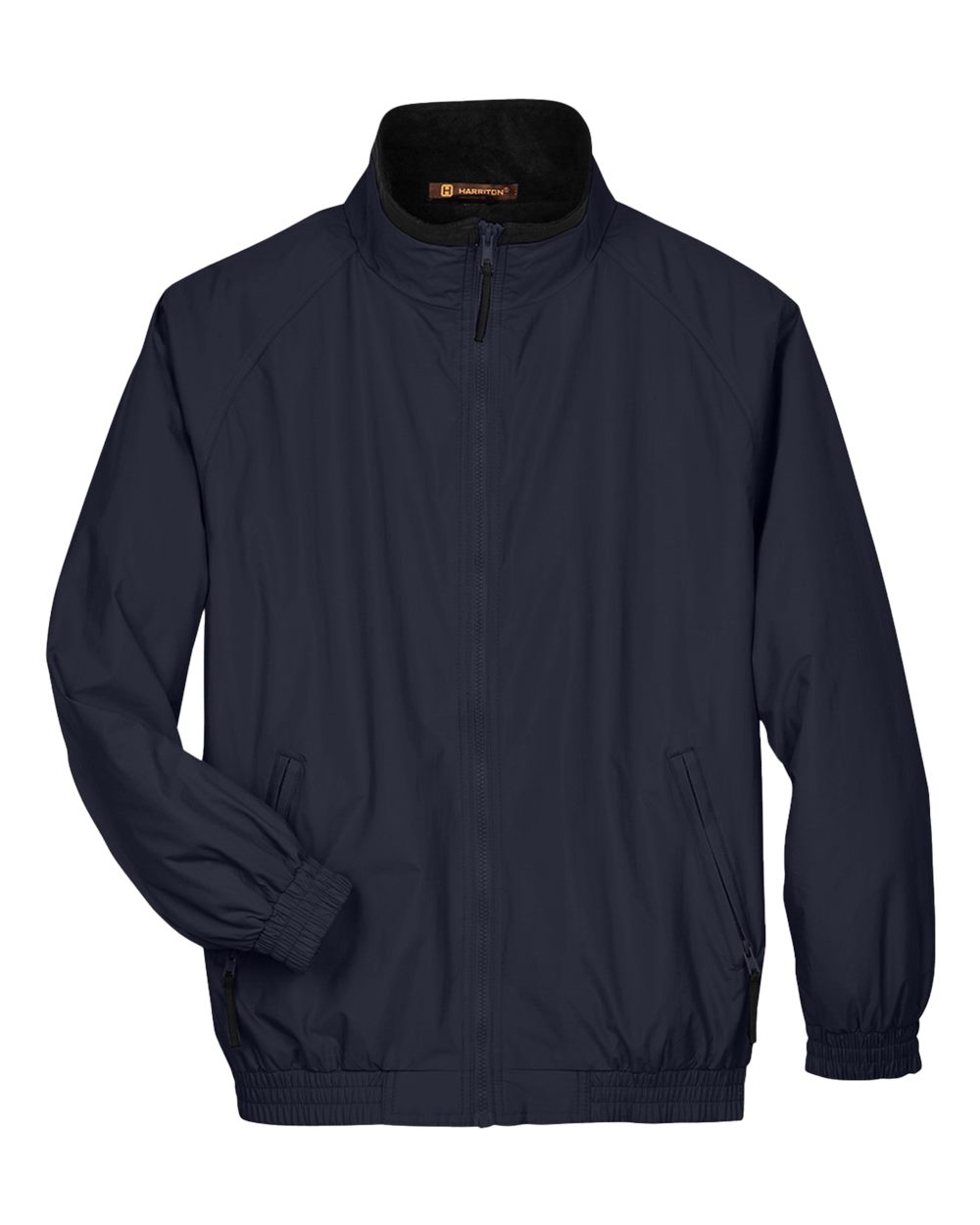 Harriton Unisex Fleece Lined Nylon Jacket - M740 Navy- Black