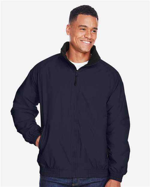Harriton Unisex Fleece Lined Nylon Jacket - M740 Navy- Black
