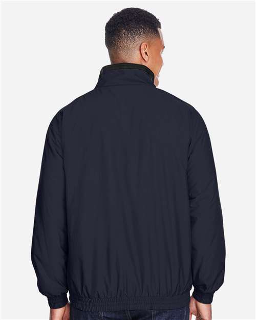 Harriton Unisex Fleece Lined Nylon Jacket - M740 Navy- Black