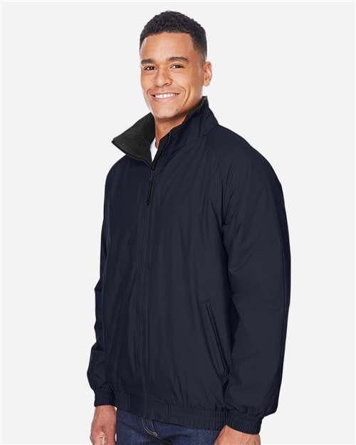 Harriton Unisex Fleece Lined Nylon Jacket - M740 Navy- Black