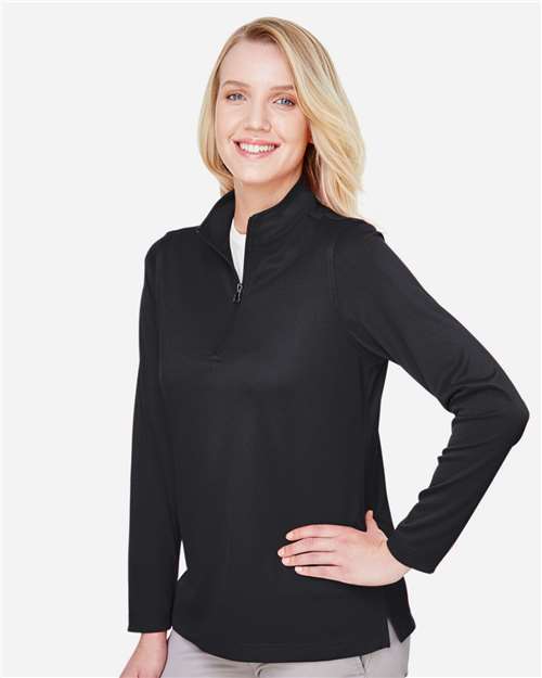 Harriton Women's Advantage Snag Protection Plus Quarter-Zip Pullover - M748W Black