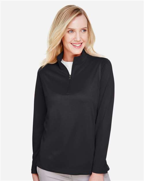 Harriton Women's Advantage Snag Protection Plus Quarter-Zip Pullover - M748W Black