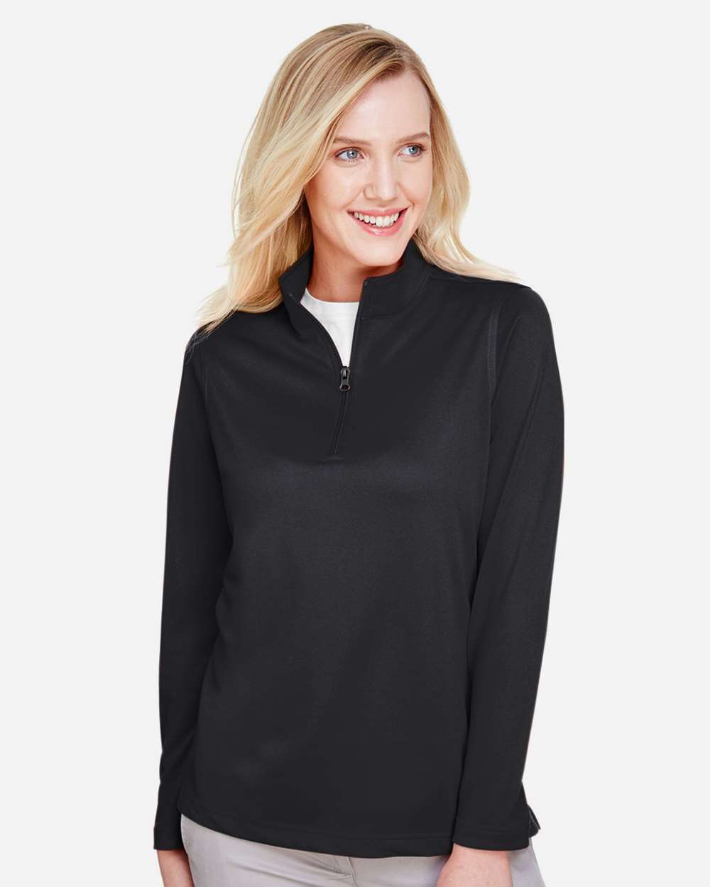 Harriton Women's Advantage Snag Protection Plus Quarter-Zip Pullover - M748W Black