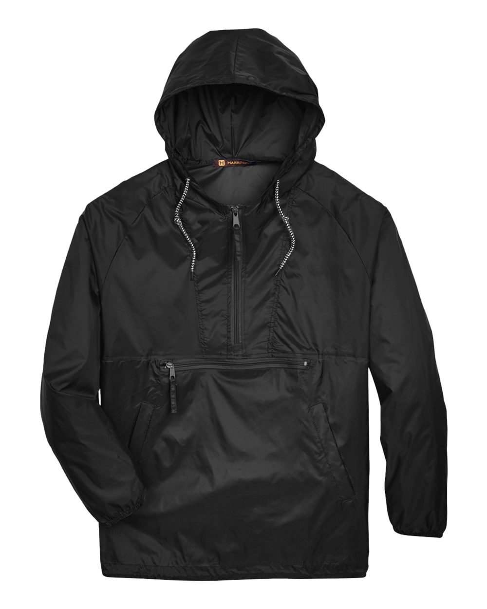 Harriton Unisex Packable Hooded Nylon Jacket - M750 Black