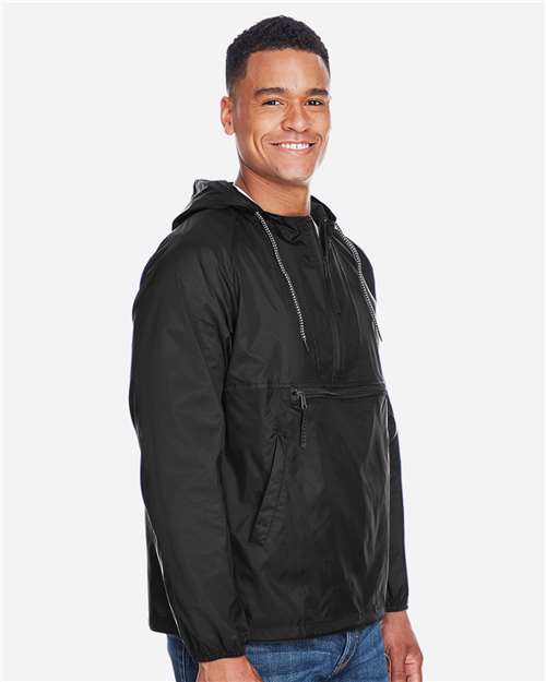 Harriton Unisex Packable Hooded Nylon Jacket - M750 Black