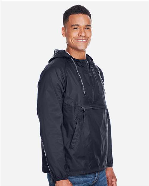 Harriton Unisex Packable Hooded Nylon Jacket - M750 Navy