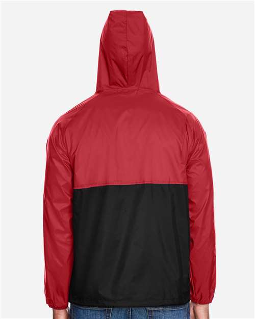 Harriton Unisex Packable Hooded Nylon Jacket - M750 Red- Black