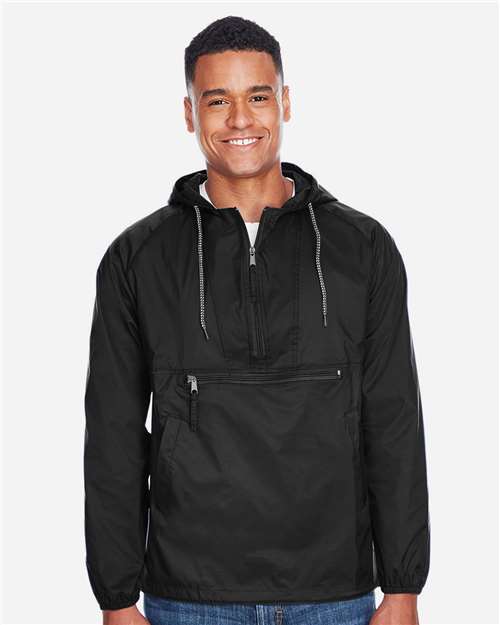 Harriton Unisex Packable Hooded Nylon Jacket - M750 Black