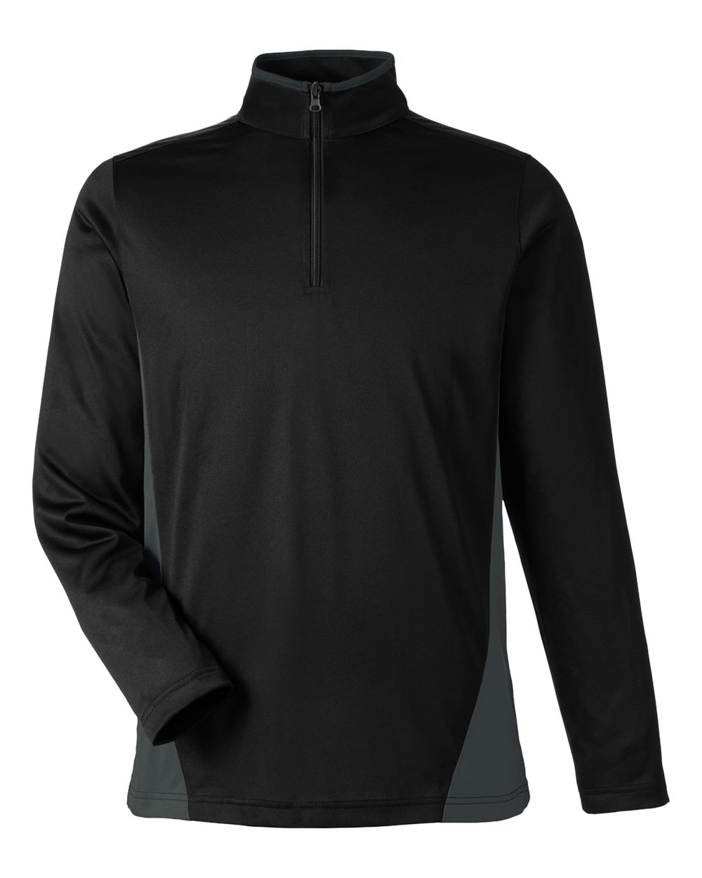 Harriton Men's Flash Snag Protection Plus IL Colorblock Quarter-Zip Pullover - M786 Black- Dark Charcoal