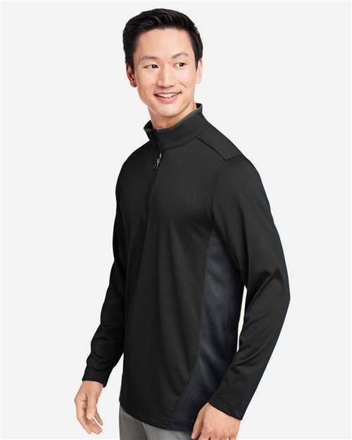 Harriton Men's Flash Snag Protection Plus IL Colorblock Quarter-Zip Pullover - M786 Black- Dark Charcoal