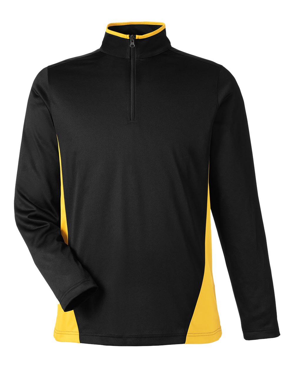 Harriton Men's Flash Snag Protection Plus IL Colorblock Quarter-Zip Pullover - M786 Black- Sunray Yellow
