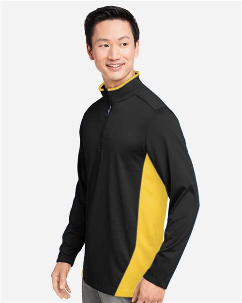 Harriton Men's Flash Snag Protection Plus IL Colorblock Quarter-Zip Pullover - M786 Black- Sunray Yellow
