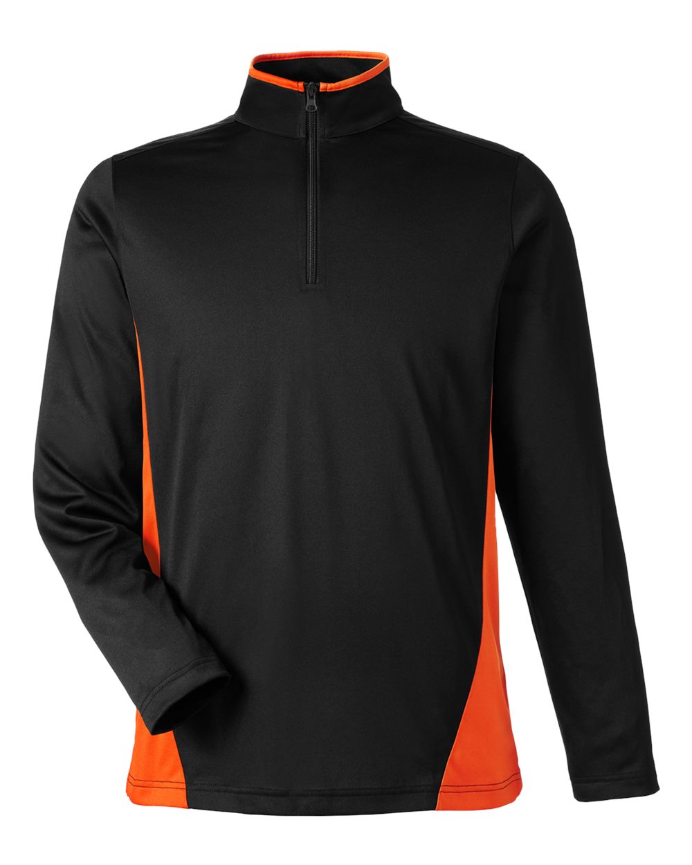 Harriton Men's Flash Snag Protection Plus IL Colorblock Quarter-Zip Pullover - M786 Black- Team Orange