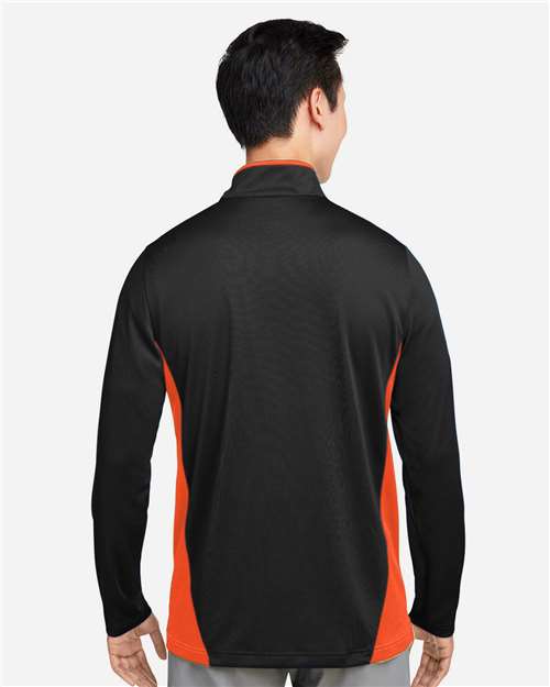 Harriton Men's Flash Snag Protection Plus IL Colorblock Quarter-Zip Pullover - M786 Black- Team Orange
